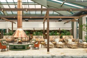 Pool Club med glastak och loungemöbler på Maryhill Estate i Skåne