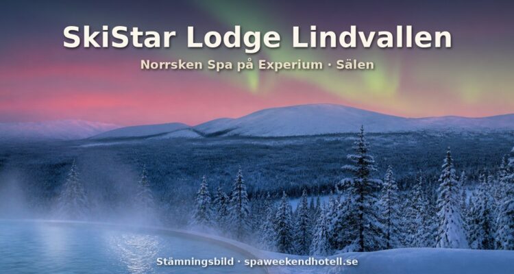 Stämningsbild från Sälenfjällen i vinterskymning med varm utomhuspool – genererad bild, inte ett foto av SkiStar Lodge Lindvallen